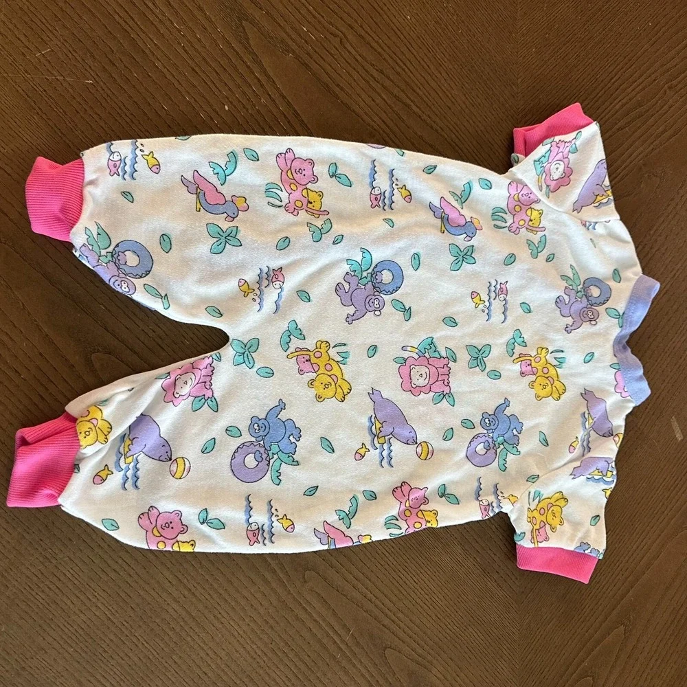 Vintage Baby Infant 0-3 months Pink Purple Sleeper 90's‎ Animals Lion Seals Zoo